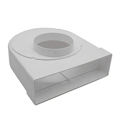 Image of Kair Rotating Elbow Bend Adaptor 204mm x 60mm to 100mm 4 inch Rectangular Round 90 Degree Adapter for Converting Different Size Plastic Ducting Systems