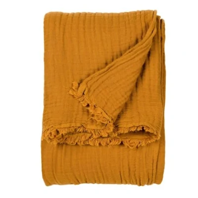 Image of Yard Lark Crinkle Cotton Throw, 130 x 180cm, Cumin