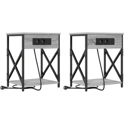 Image of vidaXL Bedside Cabinet 2 pcs Grey sonoma Engineered wood