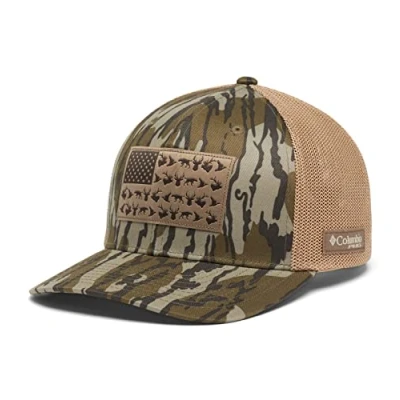 Image of Columbia PHG Camo Mesh Ball Cap, Mossy Oak Bottomland/Game Flag, S M