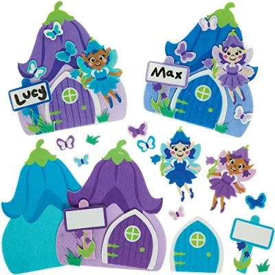 Image of Baker Ross FX459 Bluebell Fairy Door Kits Pack of 4, Foam Craft Kit for Kids