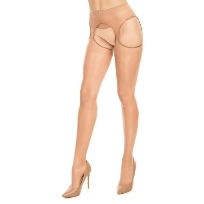 Image of GLAMORY Women&#039;s Plaisir Ouvert 20 Tights, Denier, Brown (Make up Make up), 4XL Große Größen