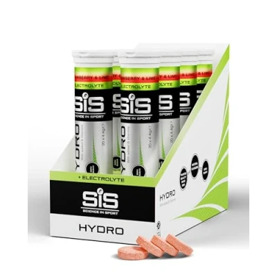 Image of Science In Sport Hydro Hydration Tablets, Gluten Free, Zero Sugar, Strawberry and Lime Flavour Plus Electrolytes, 20 Effervescent Tablets per Bottle (8 Bottles)