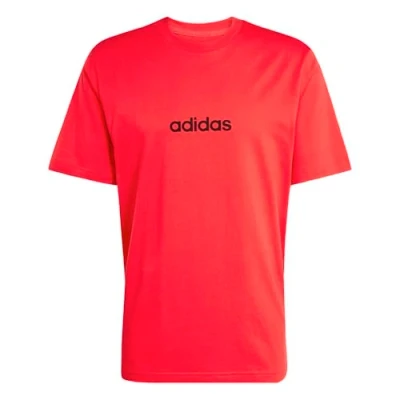 Image of adidas Men&#039;s Essentials Linear Single Jersey TEE, Pure Ruby/Black, M