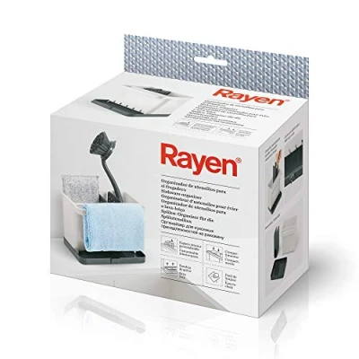 Image of Rayen Sink Utensil Organizer Customizable Interior Space Compartments Drip Tray Easy to Clean, Light Grey and Dark Grey, Medida: 17 x 13,3 11,5 cm