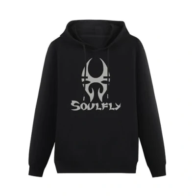 Image of TANYOUPIN New Soulfly Logo Mens Long Sleeve Hoody With Pocket Sweatershirt, Hoodie Black 3XL