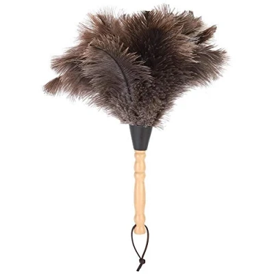 Image of Lightweight Anti static Reusable Wooden Handle Ostrich Feather Duster Dust Removal Cleaning Tool