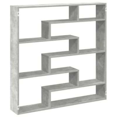 Image of vidaXL Wall Cube Shelf 7 Compartments Grey Engineered Wood Modern Floating Display Storage for Living Room/Bedroom
