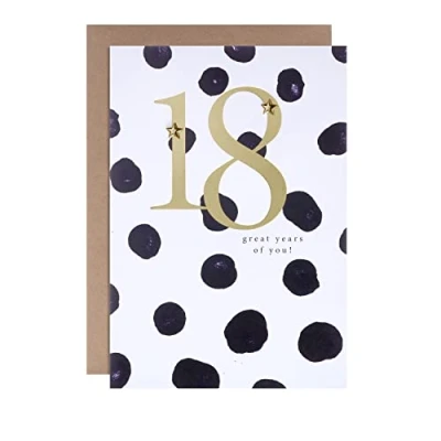 Image of Hallmark 18th Birthday Card Contemporary Text Based Polka dot Design