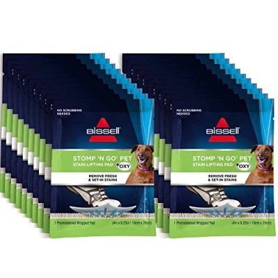 Image of Bissell Stomp &#039;N Go Pet Lifting Pads + Oxy for Stain Removal on Carpet &amp; Area Rug Cleaning, 20 Pack, 2194, Count