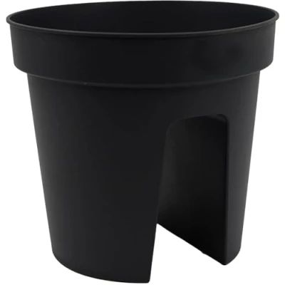 Image of Flower Bridge Hanging Planter Plant Pot Fence Railing Balcony Decking Garden Pots (Round 28 x 25 cm, Anthracite)