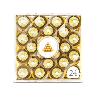 Image of Rocher Milk Chocolate Hazelnut Pralines Gift Box 24 Pieces (300g) Premium Chocolates for Gifting Irresistible Filling Elegant Gold Foil Wrapping