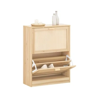 Image of SoBuy FSR160 N, 2 Flip drawers Shoe Cabinet Rack Storage Cupboard Organizer, W60 x D24 H80cm
