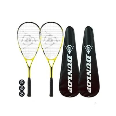 Image of Racketworld Dunlop Nanomax Lite Ti Squash Racket Twin Set, includes Covers &amp; 3 Balls