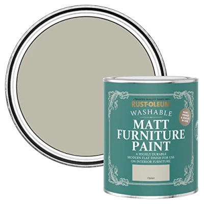 Image of Rust Oleum Grey Furniture Paint in Matt Finish Oyster 750ml