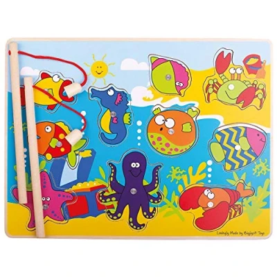 Image of Bigjigs Toys Wooden Magnetic Fishing Fun Game with Rods