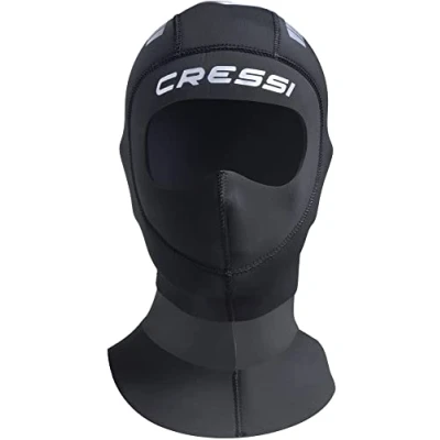 Image of Cressi Orust Hood 5mm Unisex Adult Diving Hood, Black/Silver