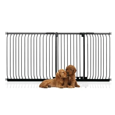 Image of Bettacare Extra Tall Elite Dog Gate, 216cm 225cm, Matt Black, 96.8cm in Height, Pressure Fit Pet Gate for and Puppy, Barrier, Easy Installation