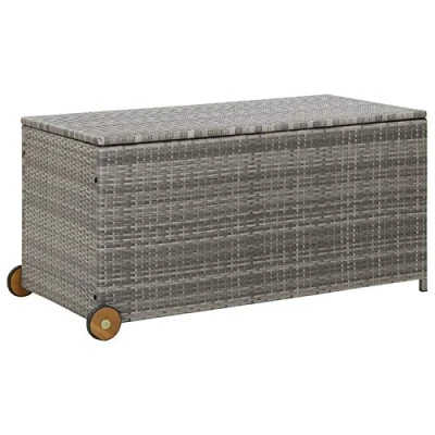 Image of Camerina Garden Storage Box Light Grey 120x65x61 cm Poly Rattan,Deck Box,Garden Box,Outdoor Furniture