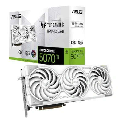 Image of ASUS TUF Gaming GeForce RTX 5070 Ti 16GB GDDR7 White OC Edition Graphics Card (NVIDIA DLSS 4, 2.5 Slot Design, SSF, PCIe 5.0, 3X DisplayPort 2.1b, 2X HDMI