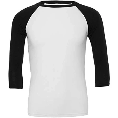 Image of Canvas Mens 3/4 Sleeve Baseball T Shirt (XL) (White/Black)