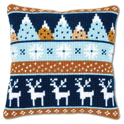 Image of Vervaco Cross Stitch Cushion Set Outlined, Cotton, Winter Motifs, 40x40cm