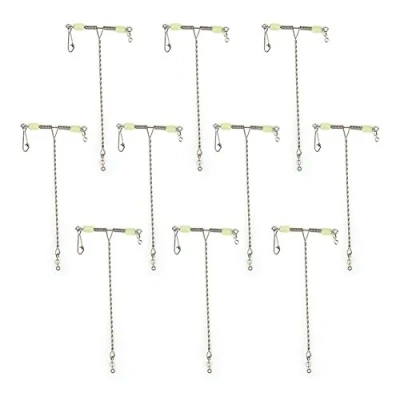 Image of VGEBY 10Pcs T Shape Swivels Snaps, Stainless Steel 3 Way Rolling Swivel Balance Cross line Fishing with Luminous Beads Tackle Supplies