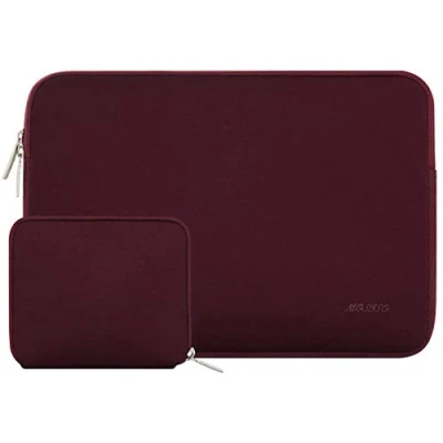 Image of MOSISO Laptop Sleeve Compatible with MacBook Air 15 inch M3 M2 2023 2024/Pro 15, 14 Case, Bag Cover, Neoprene Cover Small Wine Red
