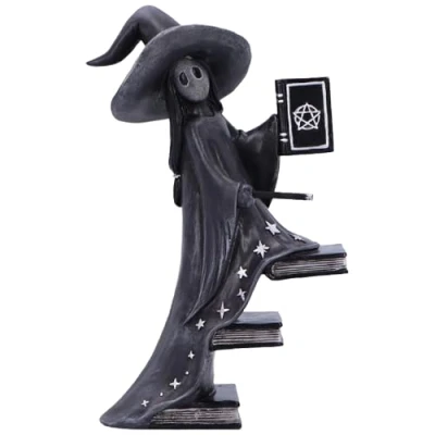 Image of Nemesis Now Little Souls Luna Figurine 15cm, Resin, Black, Witch Ghost with Books Figurine, Cast in the Finest Expertly Hand Painted