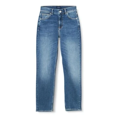Image of GANT Women&#039;s Cropped Slim Jeans, Mid Blue Worn in, 30