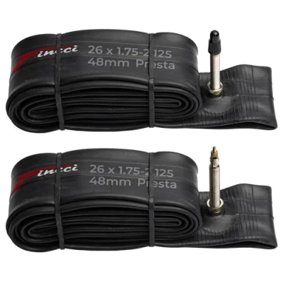 Image of Fincci Pair 26&quot; x 1.75/1.95/2.1/2.125 Inch 48mm Presta Valve Inner Tubes for Mountain MTB Road Hybrid Bicycle Bike (Pack of 2)