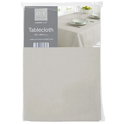 Image of Beamfeature Limited Country Club Grey Linen Look Tablecloth 130 x 180cm For Dining Room Tables Coffee Dinner Party Place Settings Cover to Protect From Scratches Or Stains