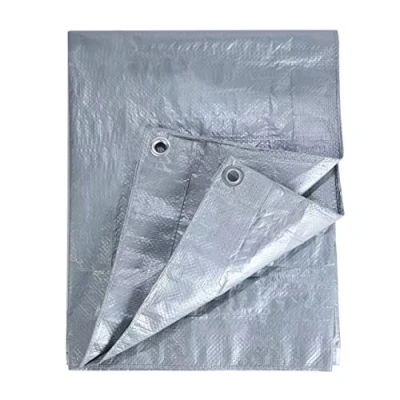 Image of KAV Premium Tarpaulin Waterproof Heavy Duty Tarp with Eyelets Ground Sheet in Grey for Garden, Picnics, Camping, Fishing (6x6M)