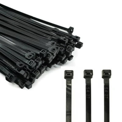 Image of ERKO Cable Ties Black 200 x 4,8 mm 100 Pieces UV Resistant Chemical 51lbs Tensile Strength, Professional Zip Tie Wraps, Strong, Indoor and Outdoor use, Managment