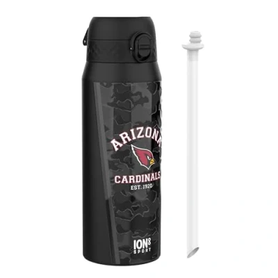 Image of NFL Cardinals Sports Thermal water Bottle with Removable Straw, 750ml/24oz, Leak proof Vacuum Insulated Drinking Bottle, Easy to Open, Secure Lock, Dishwasher Safe, Flip Cover, Metal