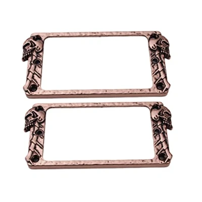 Image of Guyker Metal Flat Humbucker Cover, Pickup Mounting Ring Set Bridge Neck Pickups Frame Replacement Part for Electric Guitar or Precision Bass(2PCS, PR007 Antique Bronze)