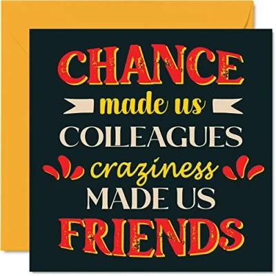 Image of Funny Birthday Cards for Work Colleague Craziness Made Us Friends Joke Happy Card from Friend, Gifts, 145mm x Banter Friendship Greeting Gift