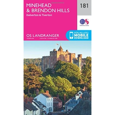 Image of Minehead &amp; Brendon Hills Map Dulverton Tiverton Ordnance Survey OS Landranger 181 England Walks Cycling Days Out Maps Adventure
