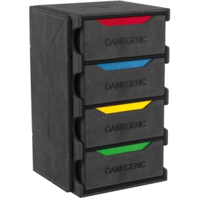 Image of Gamegenic Token’s Lair Premium All in One Token Box with Integrated Dice Tray for Ultimate Gaming Experience, Multifunctional Storage Game Tokens, and Accessories, Black Color, Made