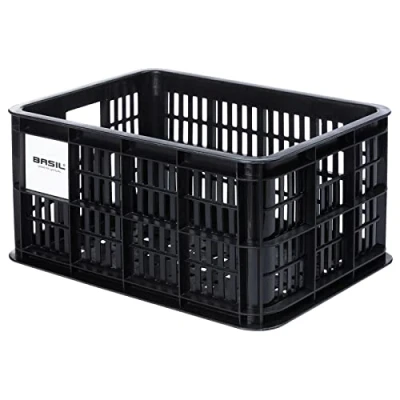 Image of Basil B.V. Unisex Adult Crate Bicycle Box, Black, 40.4 x 29.8 20.2 cm