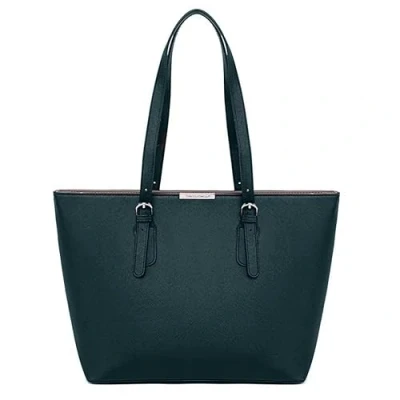 Image of David Jones Women&#039;s Large Tote Shopper Top Handle Handbag PU Leather Big Shoulder Shopping Bag Capacity A4 Ladies Girl Students School Work Office City Laptop Dark Green