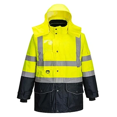 Image of Portwest Hi Vis 7 in 1 Contrast Traffic Jacket, Size: 4XL, Colour: Yellow/Navy, S426YNR4XL