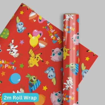 Image of Pokemon Wrapping Paper 2M Roll Wrap Happy Party Gift