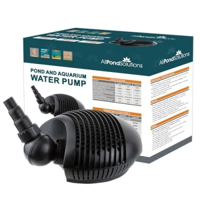 Image of AllPondSolutions Pond Filter Pump 8000 L/H, Fully Submersible Energy Efficient Koi Fish Waterfall 6mm Solids Handling. 8000PP