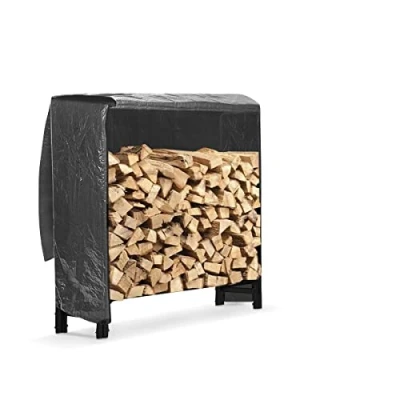 Image of Neo Black Firewood Fire Log Rack Wood Burner Storage Holder Stand Bucket Shelf Basket Metal Tall Steel Sets Accessory (Model 5 Outdoor)