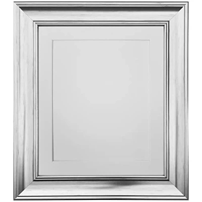 Image of FRAMES BY POST Scandi Vintage Silver Picture Photo Frame with White Mount 40 x 50 cm For Image size 16 12 Inch