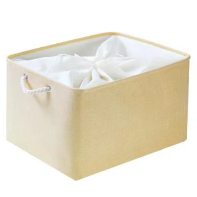 Image of Mangata Foldable Storage Box, Thickened Fabric Basket with Handles for Shelves Toy (XLarge, Beige)