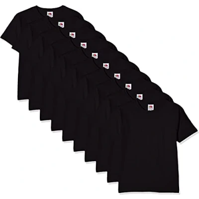 Image of Fruit of the Loom Boy&#039;s T Shirt (pack 10), Black, Years (Size: 5 6) 10)