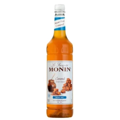 Image of MONIN Premium Caramel Sugar Free Syrup 1L for Coffee and Cocktails. Vegan Friendly, Allergen Free, 100 Percent Natural Flavours Colourings.