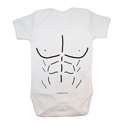 Image of Six Pack Muscule Hench Body Building Bodysuit/Baby Grow, Baby Clothing, Rude, Cute, Funny, Boy, Girl, Unisex, Christmas, Shower, Birthday Gifts, Presents (3 6 Months)